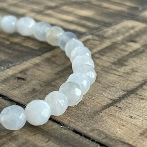 4mm Faceted Gray Moonstone Stretch Bracelet - Picture 4 of 4